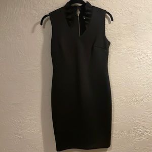 Calvin Klein Sleeveless Scuba Dress with Ruffled Collar